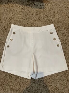 Rachel Zoe White High Waist Nautical Button Shorts